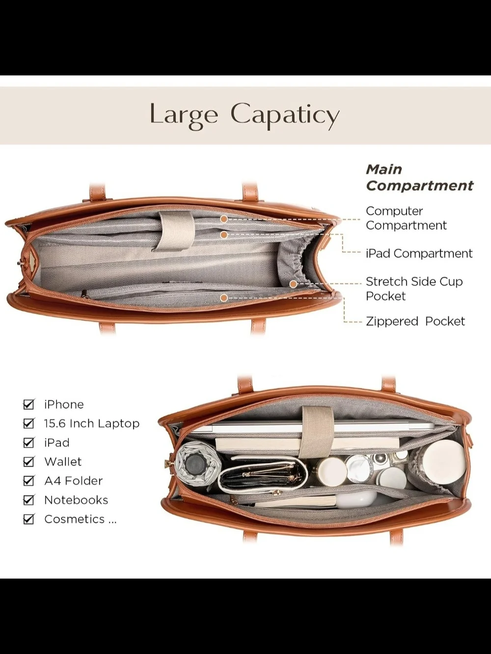 Canvas & Leather Tan/Beige Brief Tote - Men